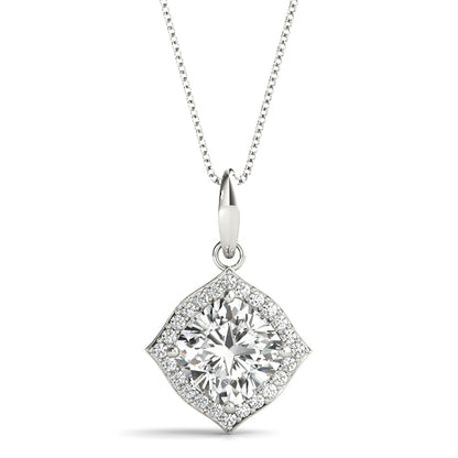 Cushion Halo Lab Diamond Corner-Set Necklace