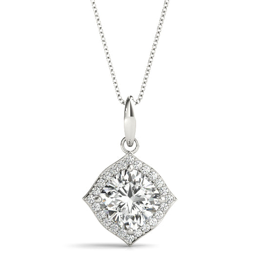 Cushion Halo Lab Diamond Corner-Set Necklace