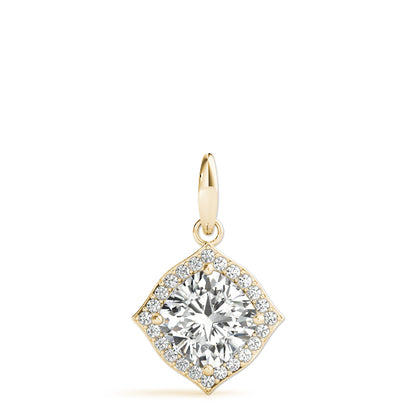 Cushion Halo Lab Diamond Corner-Set Necklace