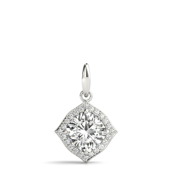 Cushion Halo Lab Diamond Corner-Set Necklace