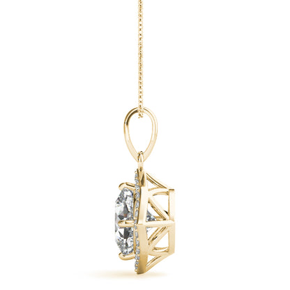 Cushion Halo Lab Diamond Corner-Set Necklace