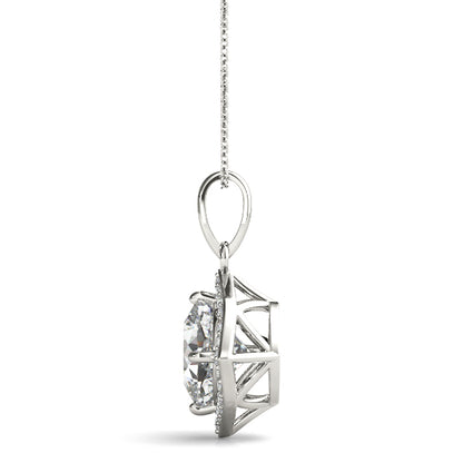 Cushion Halo Lab Diamond Corner-Set Necklace