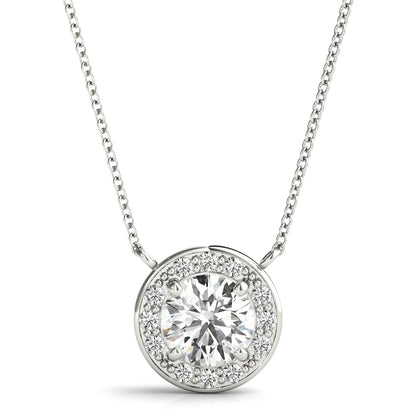 Round Halo Double-Hook Lab Diamond Necklace