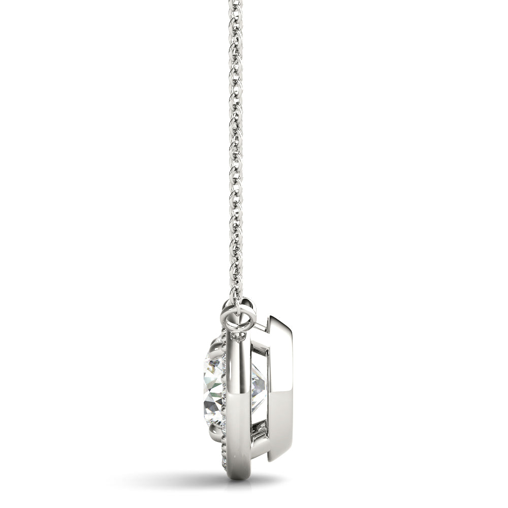 Round Halo Double-Hook Lab Diamond Necklace