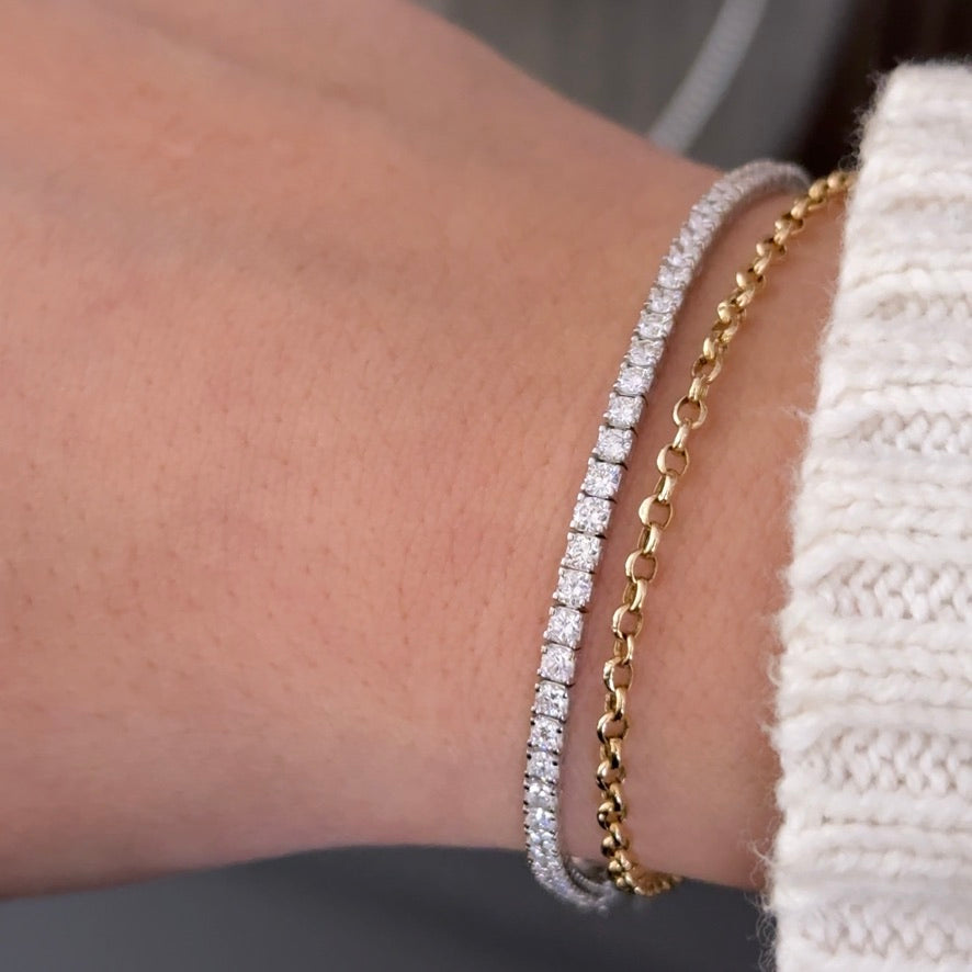 14kt White Gold Round Lab Diamond Tennis Bracelet 3.03ctw