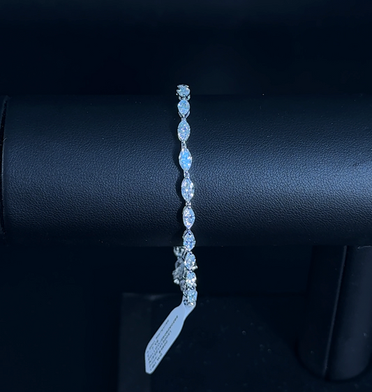 4.80ctw Marquise Lab Daiamond 14kt White Gold Tennis Bracelet
