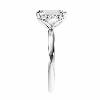 Emerald Tulip Hidden Halo Solitaire Setting