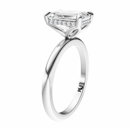 Emerald Tulip Hidden Halo Solitaire Setting