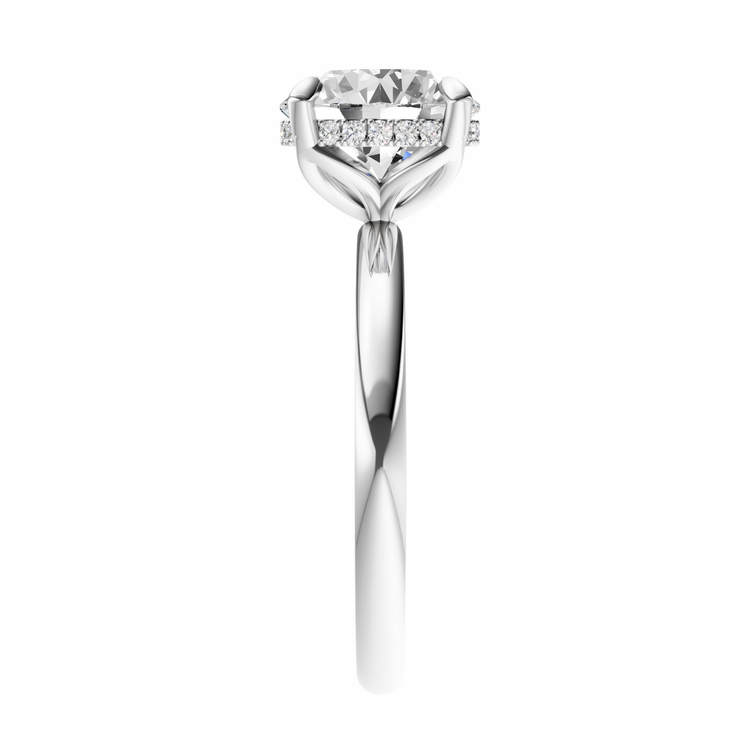 Round Tulip Hidden Halo Solitaire Setting