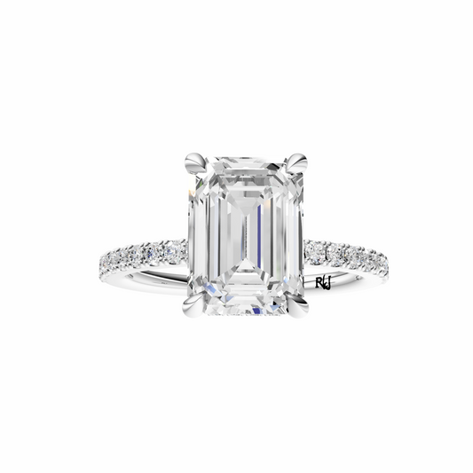 Emerald Traditional Tulip Hidden Halo Setting