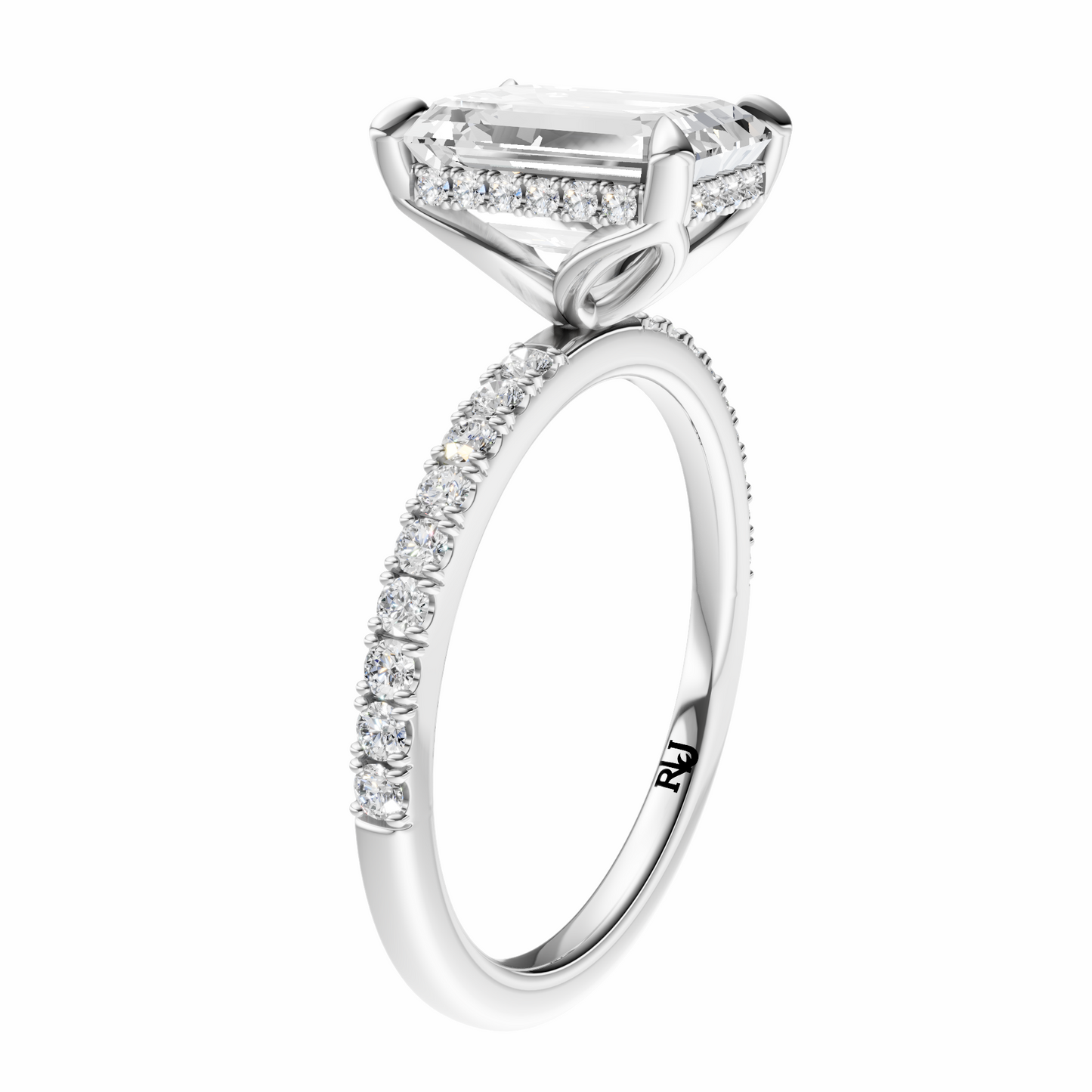 Emerald Traditional Tulip Hidden Halo Setting
