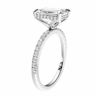 Emerald Traditional Tulip Hidden Halo Setting