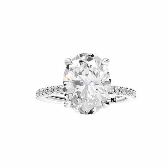 Oval Traditional Tulip Hidden Halo Setting