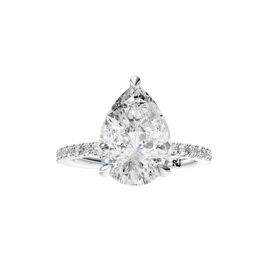 Pear Traditional Tulip Hidden Halo Setting