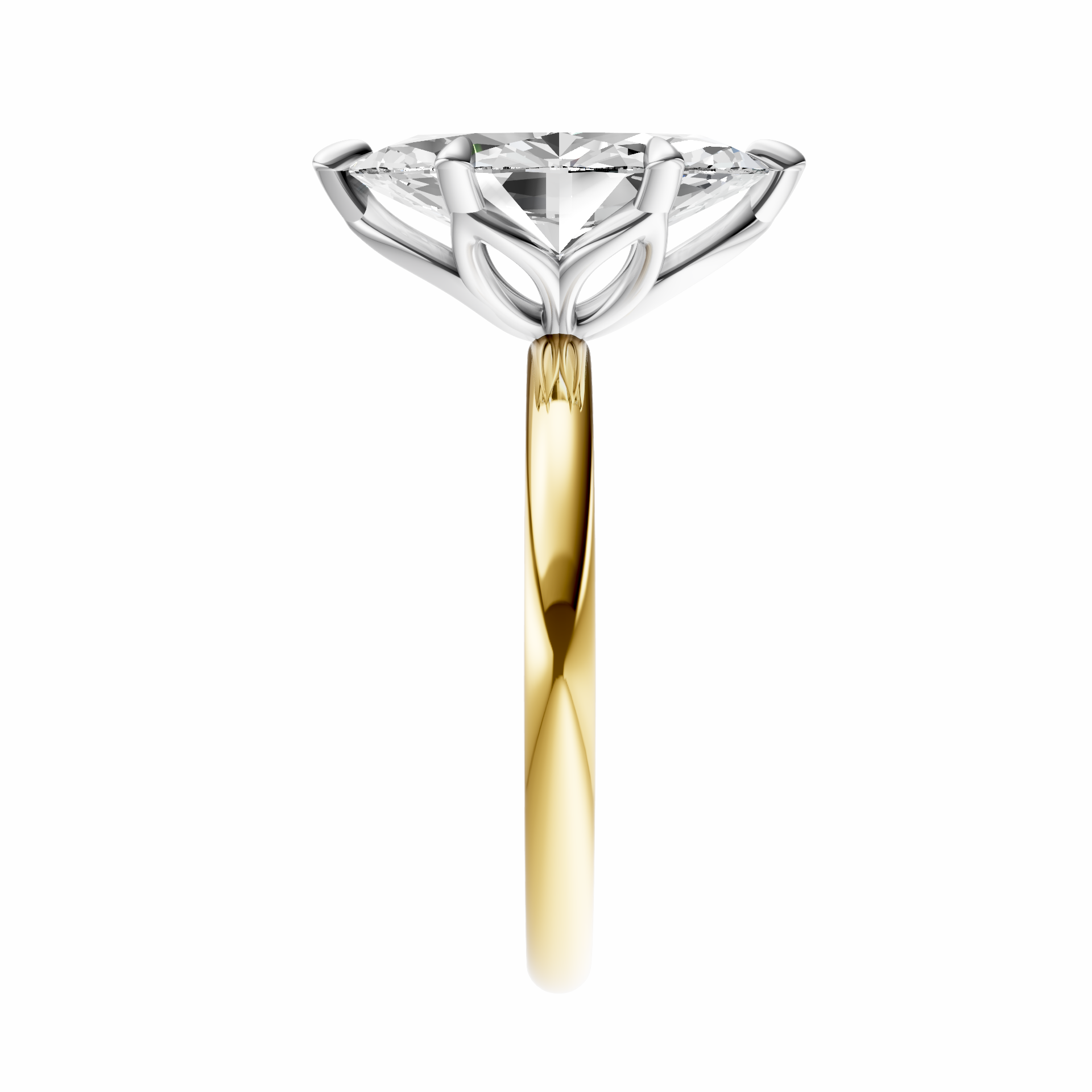 Marquise Mixed Metal Tulip Basket Solitaire Setting – Raad Jewelers