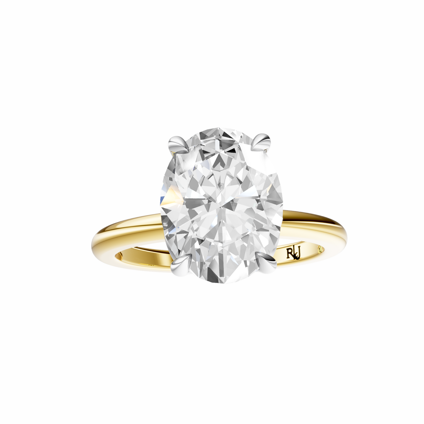 Oval Mixed Metal Tulip Basket Solitaire Setting