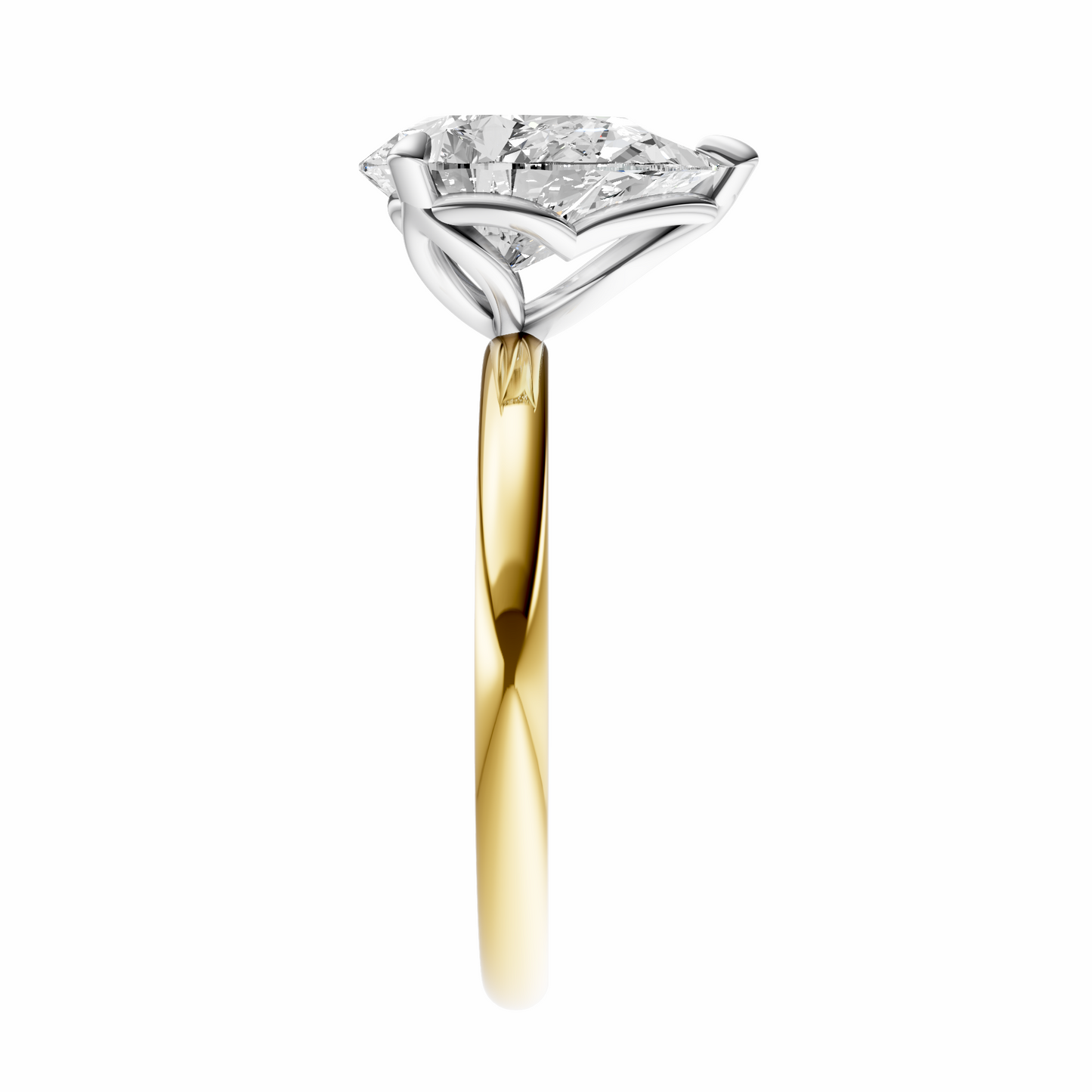 Pear Mixed Metal Tulip Basket Solitaire Setting