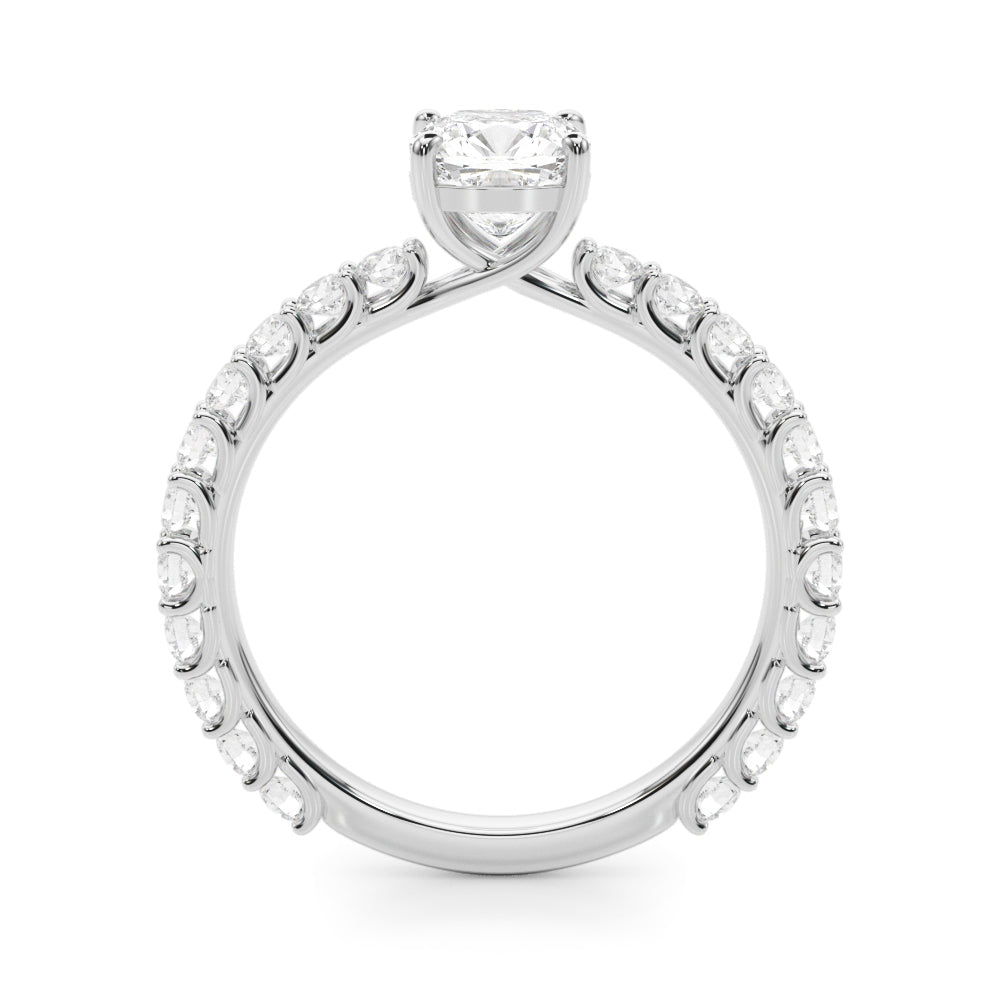Cushion Traditional Scallop pave 4-Prong Setting
