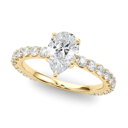 Pear Traditional Scallop pave 4-Prong Setting