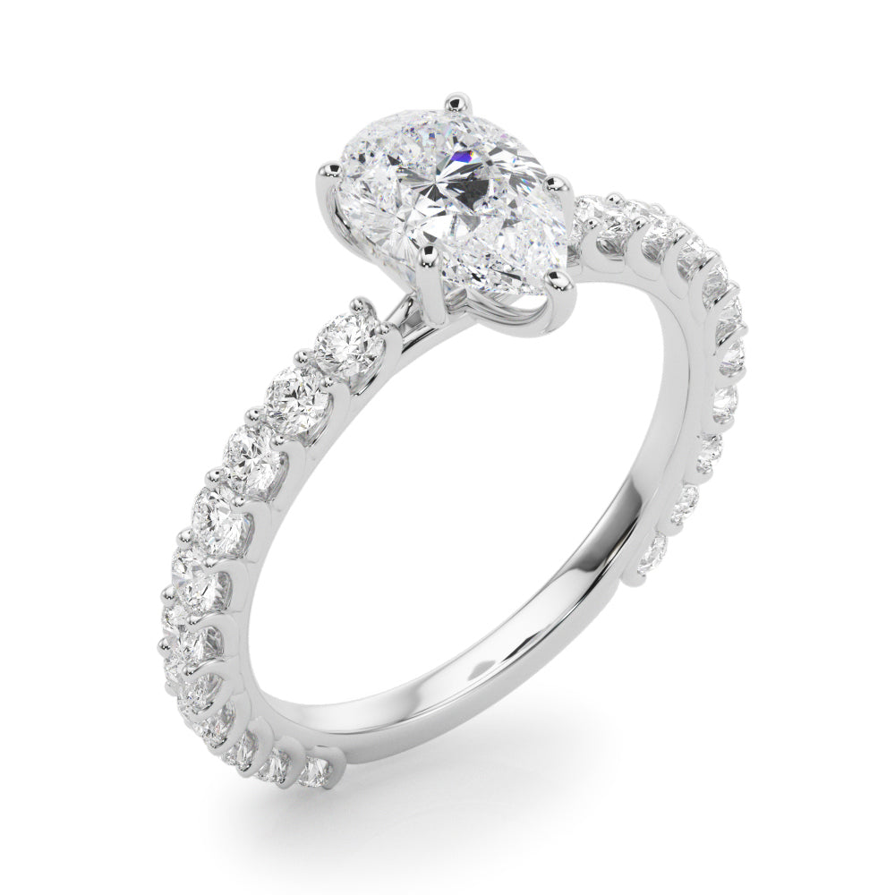 Pear Traditional Scallop pave 4-Prong Setting