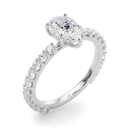 Pear Traditional Scallop pave 4-Prong Setting