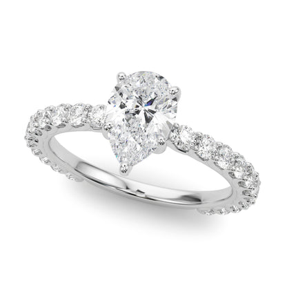 Pear Traditional Scallop pave 4-Prong Setting