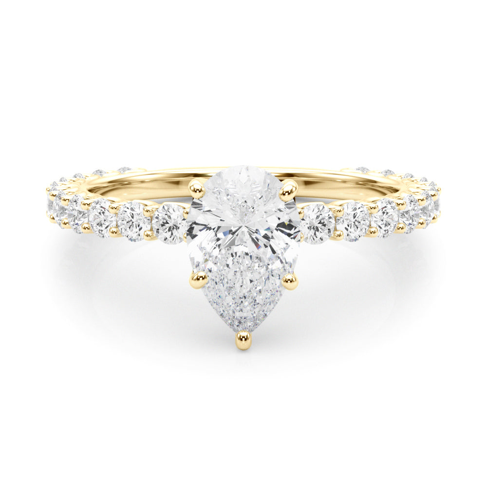 Pear Traditional Scallop pave 4-Prong Setting