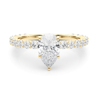 Pear Traditional Scallop pave 4-Prong Setting