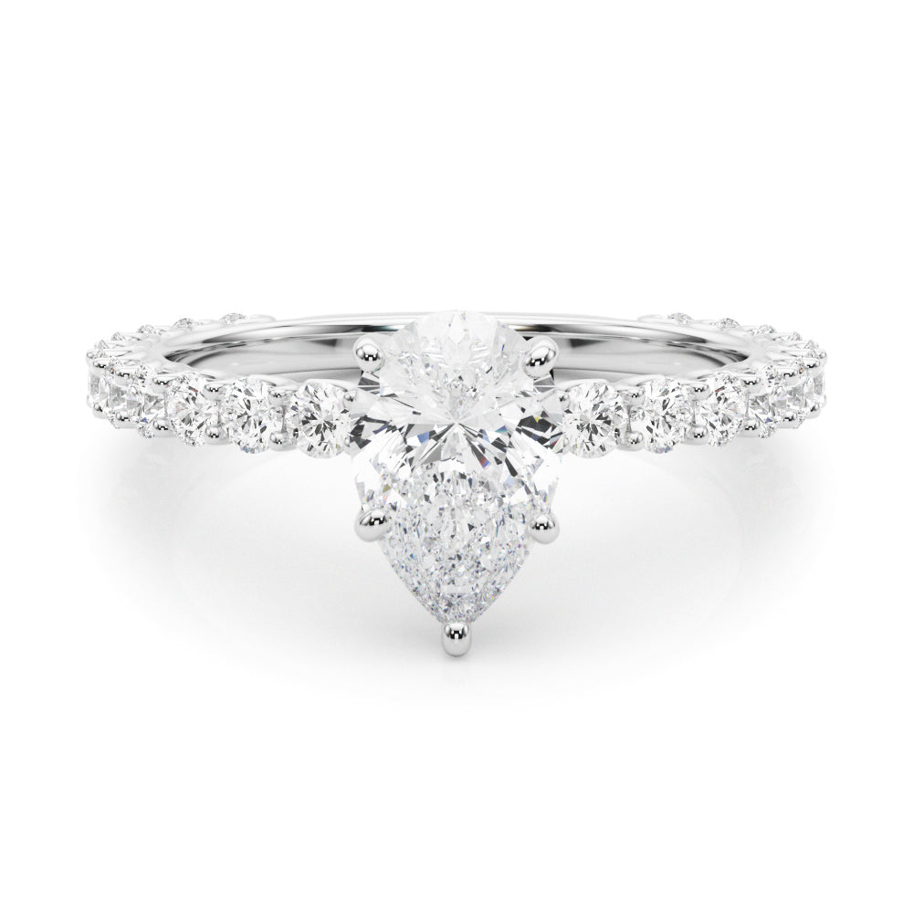 Pear Traditional Scallop pave 4-Prong Setting