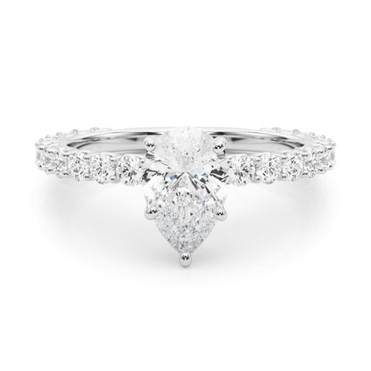 Pear Traditional Scallop pave 4-Prong Setting