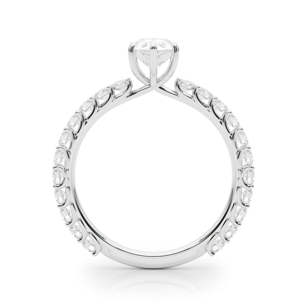 Pear Traditional Scallop pave 4-Prong Setting