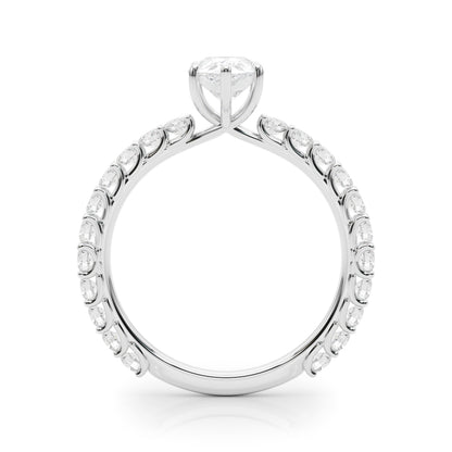 Pear Traditional Scallop pave 4-Prong Setting