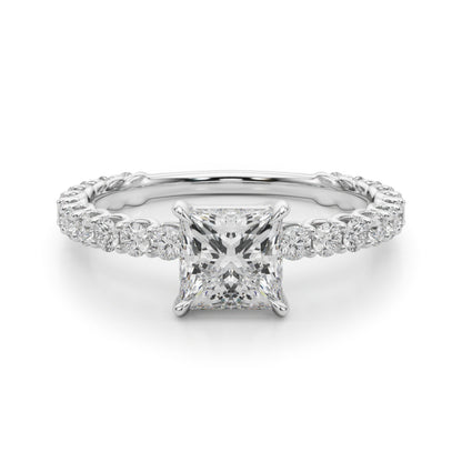 Princess Traditional Scallop pave 4-Prong Setting