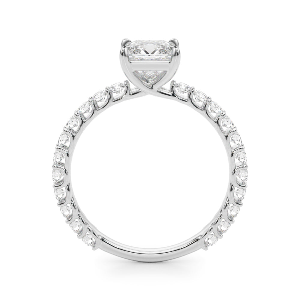 Princess Traditional Scallop pave 4-Prong Setting