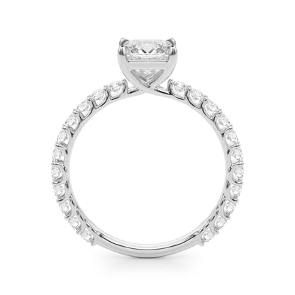 Princess Traditional Scallop pave 4-Prong Setting