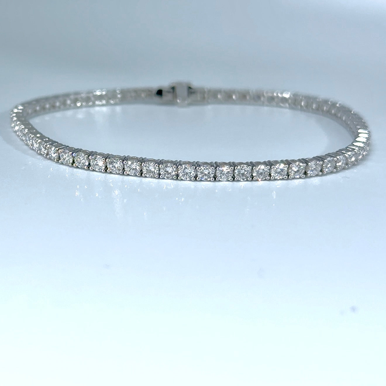 14kt White Gold Round Lab Diamond Tennis Bracelet 3.55ctw