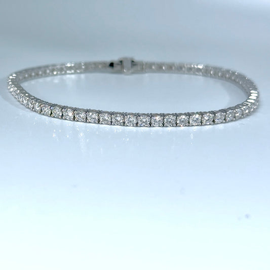 14kt White Gold Round Lab Diamond Tennis Bracelet 3.55ctw