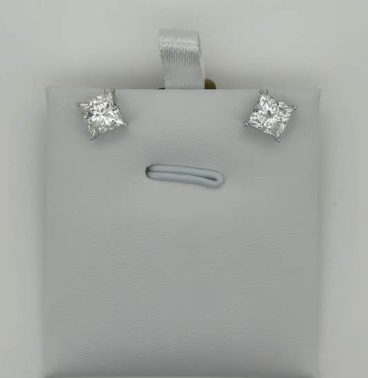 2.62ctw F VS1 Princess Lab Diamond 14kt White Gold Earrings SPE84275LGD