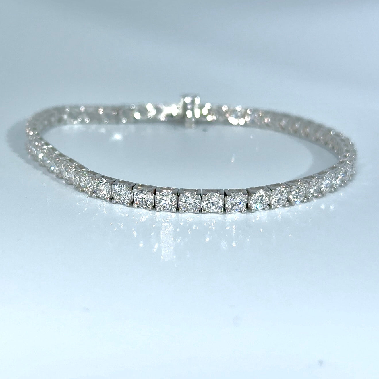14kt White Gold Round Lab Diamond Tennis Bracelet 5.00ctw