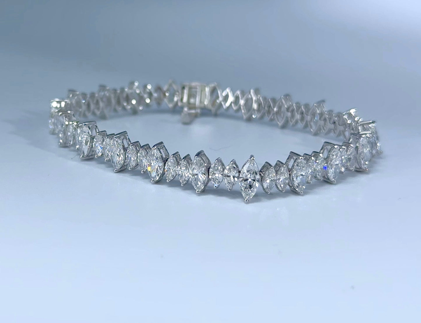 14kt White Gold Marquise Lab Diamond Tennis Bracelet 10.84ctw
