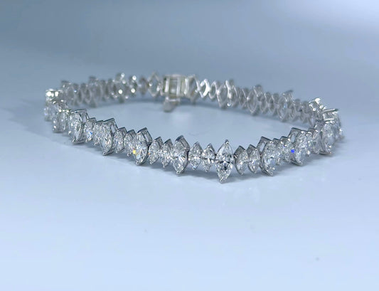 14kt White Gold Marquise Lab Diamond Tennis Bracelet 10.84ctw