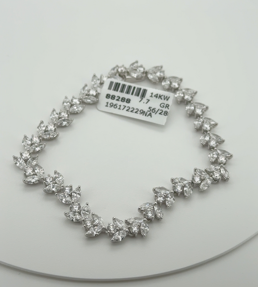 8.81ctw Marquise and Round Lab Diamond 14kt White Gold Bracelet BRC-130