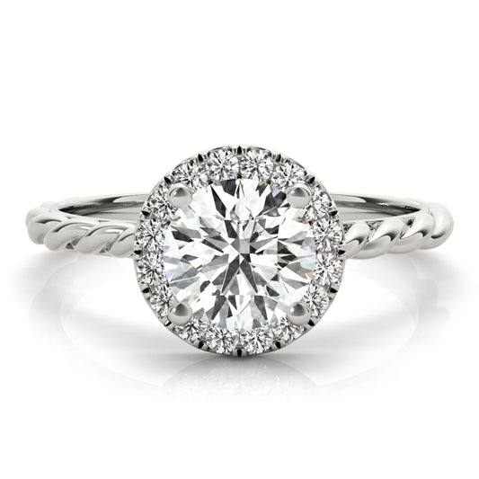 Round Halo Twisted Solitaire Setting