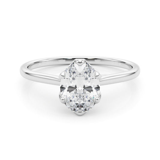 Oval Petite Flower Basket 6-Prong Solitaire Setting