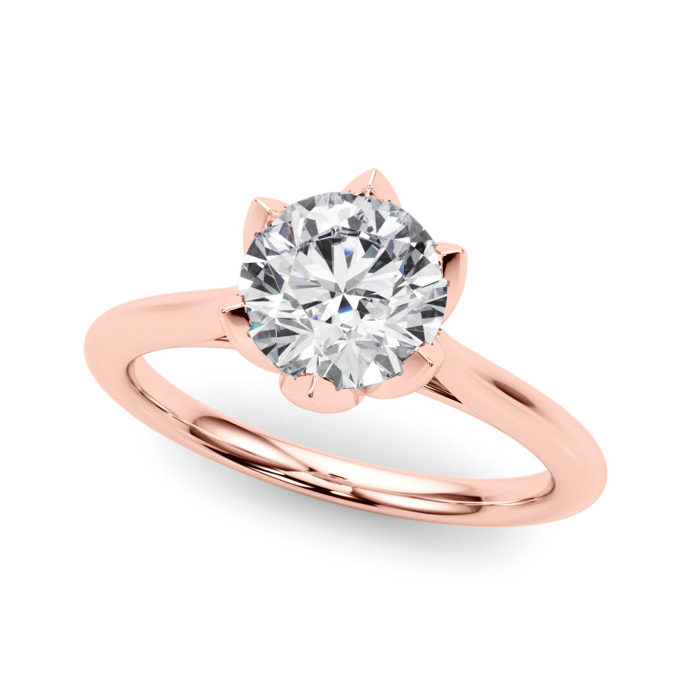 Round Rose Petal Solitaire Setting