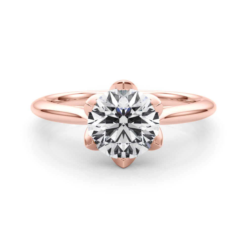 Round Rose Petal Solitaire Setting