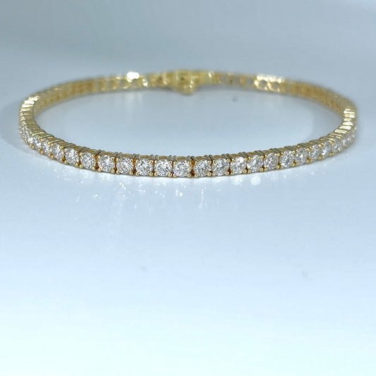 14kt Yellow Gold Round Lab Diamond Tennis Bracelet 4.85ctw