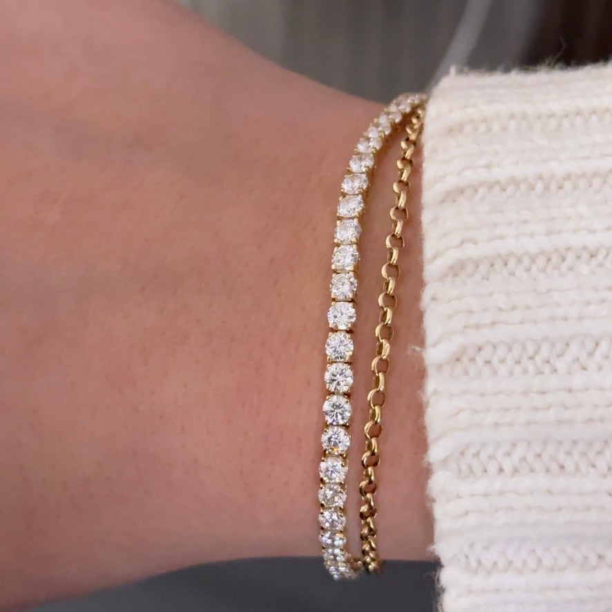 14kt Yellow Gold Round Lab Diamond Tennis Bracelet 6.12ctw