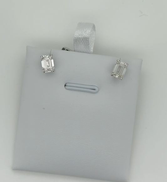 2.05ct E-G VS1 Emerald Lab Diamond 14kt White Gold Earrings SA5486EE