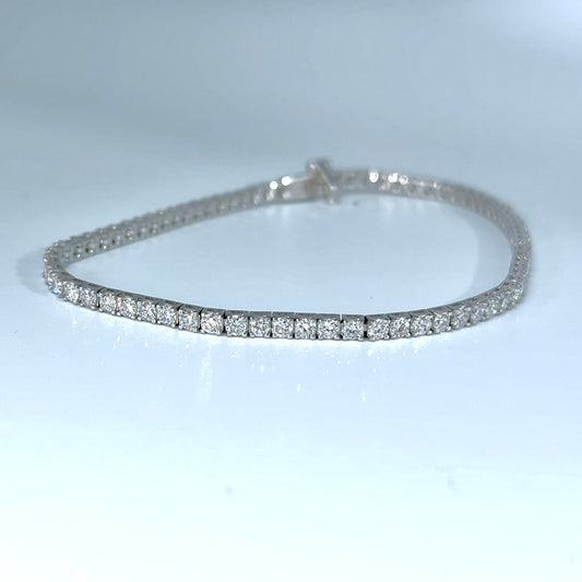 14kt White Gold Round Lab Diamond Tennis Bracelet 3.00ctw